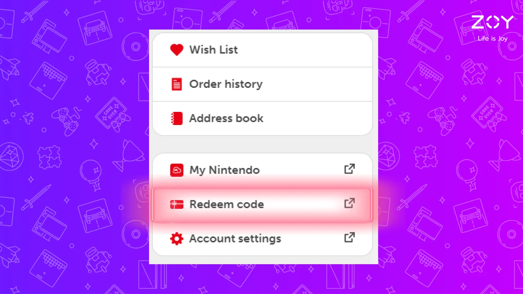 Вкладка погашения кодов Nintendo eShop